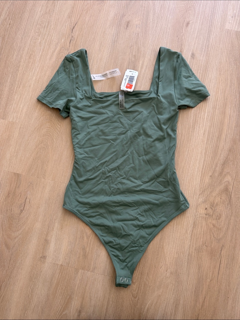 Square Neck Olive Green Women's Bodysuit